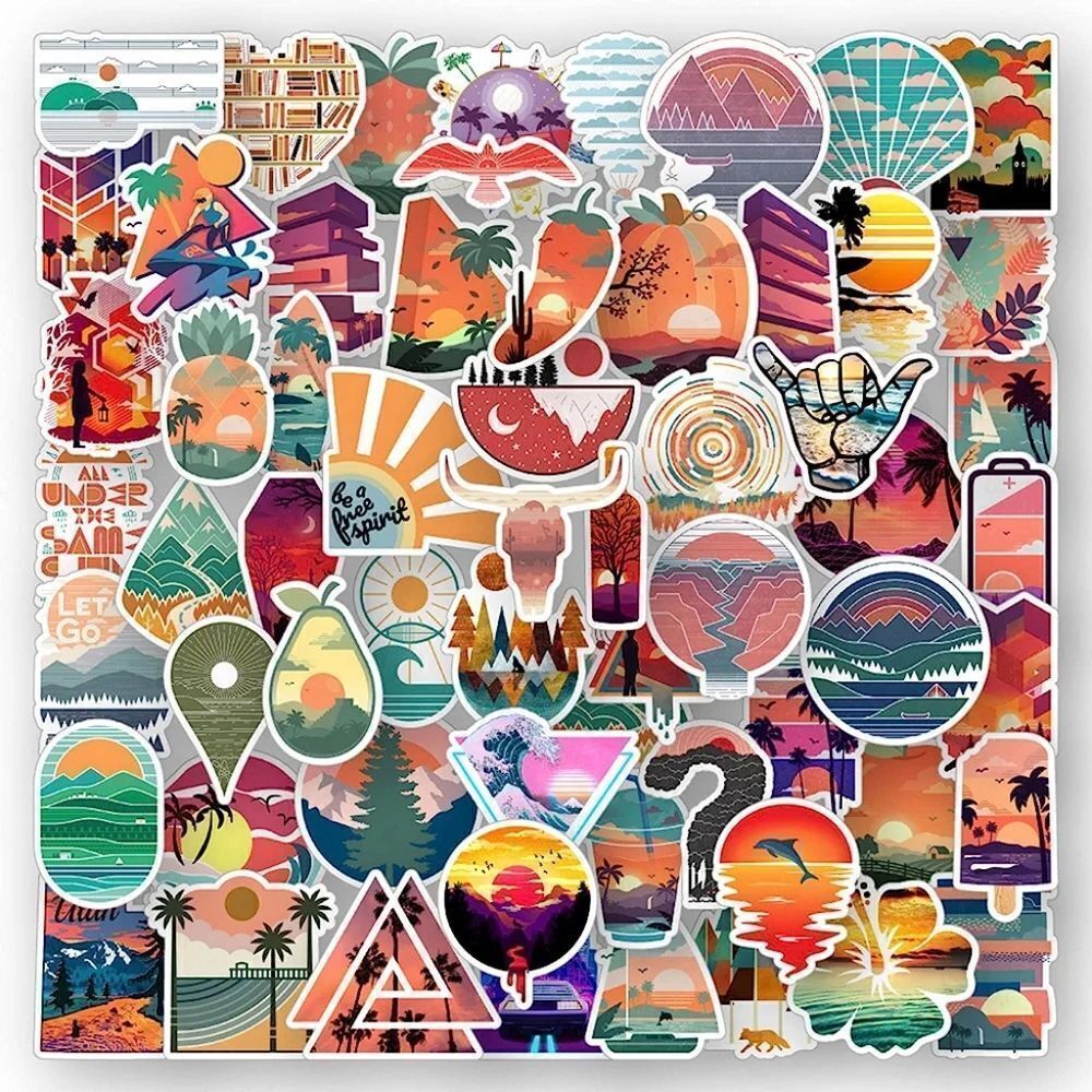 Sunset Beach Sticker Pack, Waves, Palm Tree - Picture 7 of 10